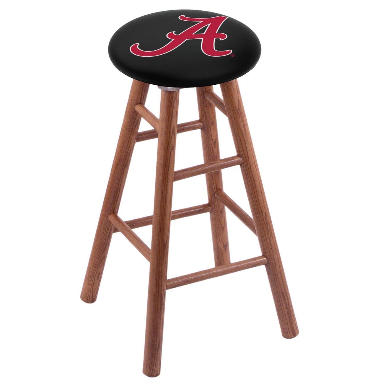 Holland Bar Stool Co. Solid Oak Wood Bar Stool with Medium Finish & Comfortable Alabama Seat - Perfect for Kitchen Islands, Home Bars & Restaurants