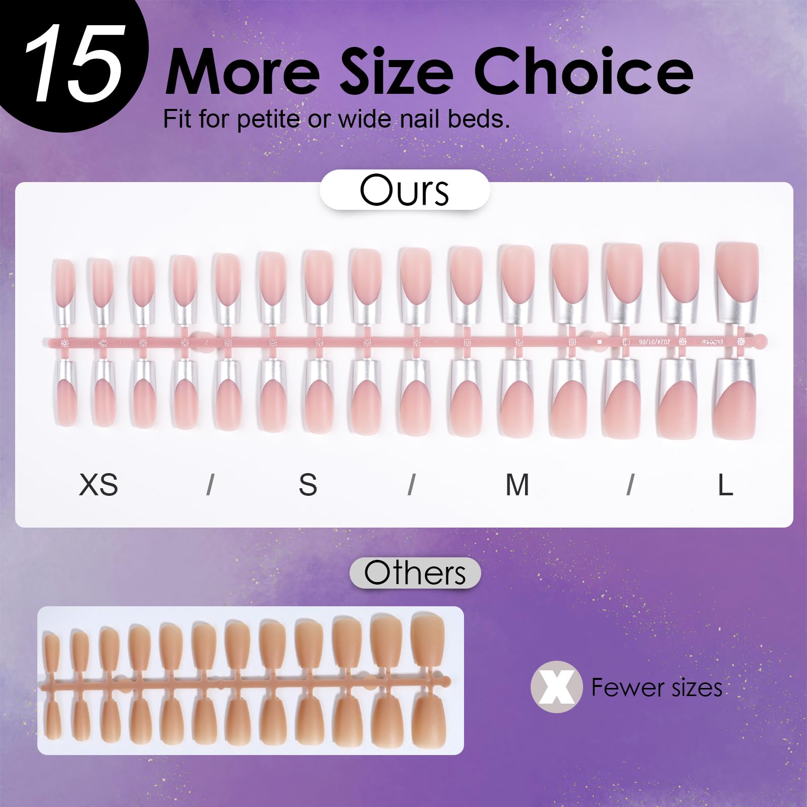 Canvalite Chrome French Tip Press on Nails - 150Pcs Long Square Fake Nails with Silver Designs, Quick & Easy DIY Gel Nail Tips for Women | Perfect for Parties, Weddings, and Special Occasions