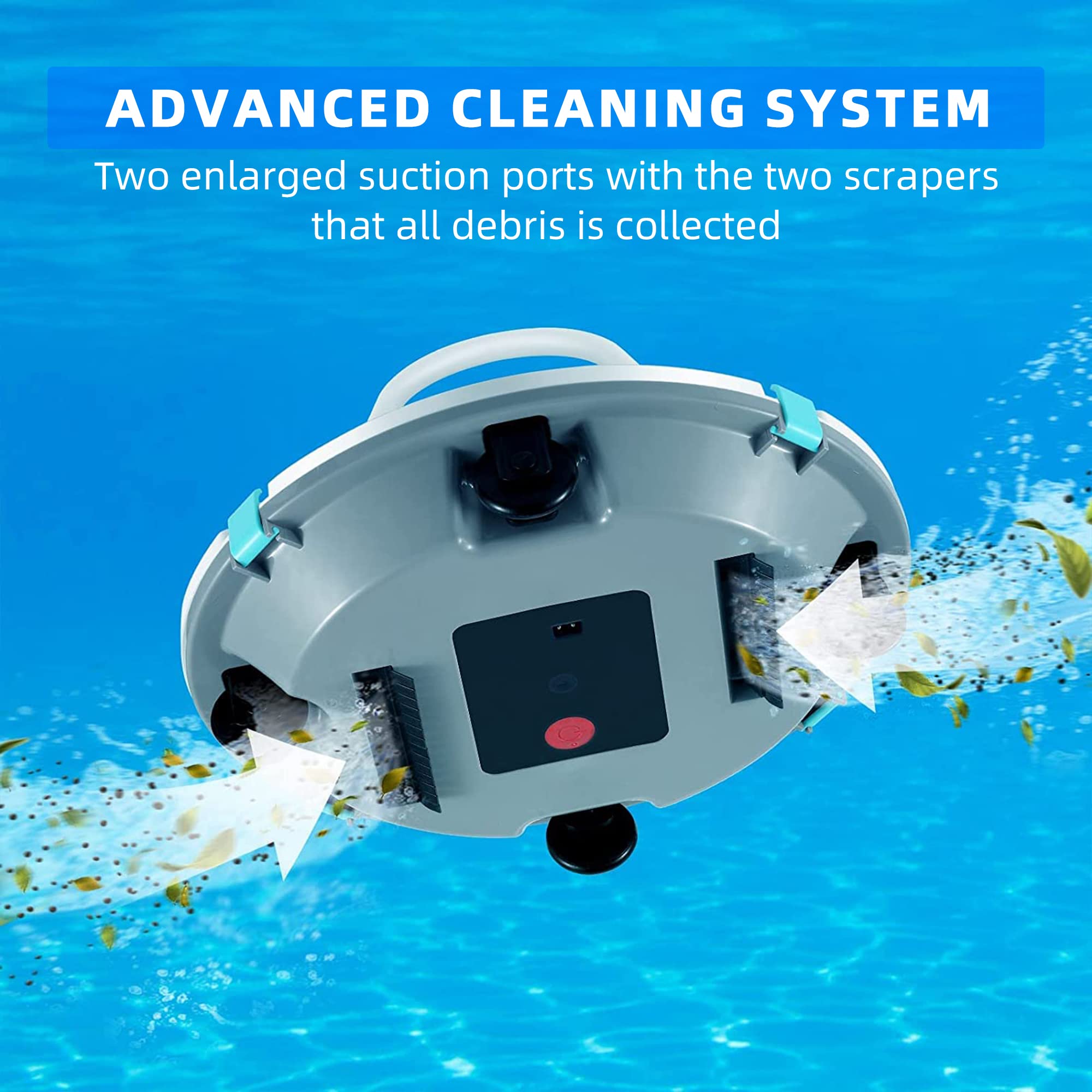 Best Cordless Pool Cleaner Robot - Lightweight Automatic Swimming Pool Vacuum for Above Ground & In-Ground Pools up to 40FT | Ideal for Backyard, Vacation Homes & Commercial Use