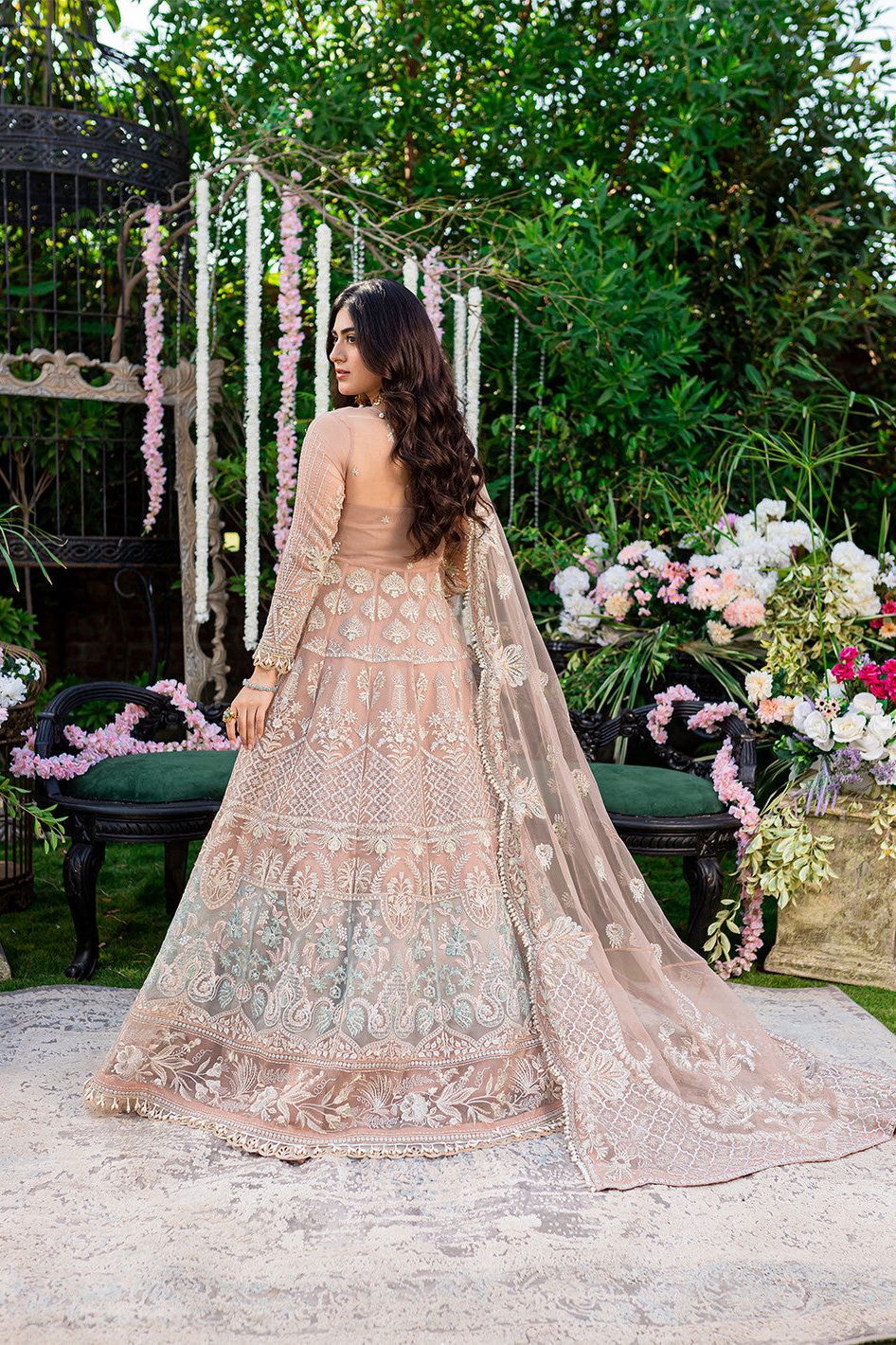 Elegant Chiffon Peach 3-Piece Suit Set for Women - Formal & Party Wear - Raqsam | Perfect for Weddings, Evening Events & Special Occasions