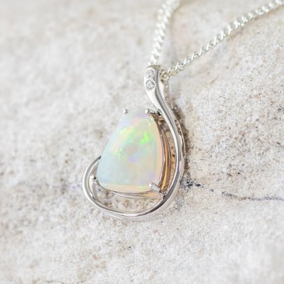 The Enchanting Tale of the White Gold Australian Crystal Opal Necklace