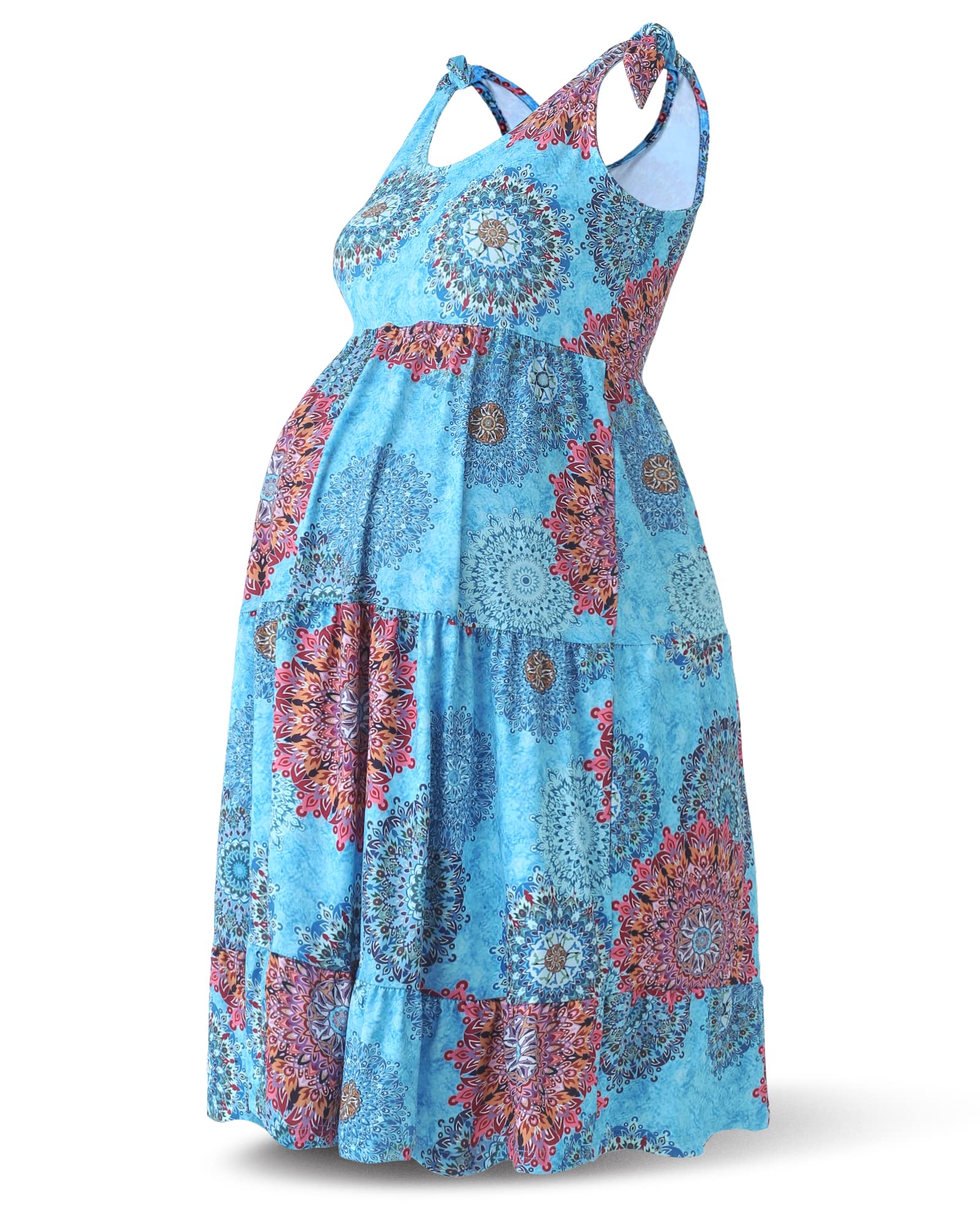 RNXRBB Women's Summer Maternity Sundress - Casual Sleeveless Tank Dress for Pregnancy, Beach & Vacation - Flowy Midi Dress for Expecting Moms (Perfect for Maternity Photos, Babymoon & Summer Outings)