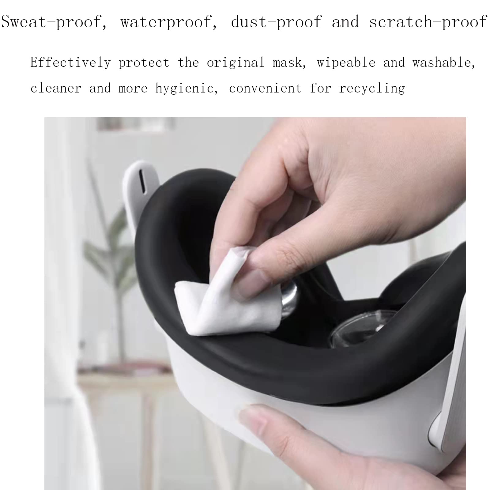 Oculus Quest 2 VR Face Cushion Cover - Sweatproof & Lightproof Silicone Eye Pad Protector (Black+Red) - Comfortable VR Gaming Accessories for Enhanced Immersion