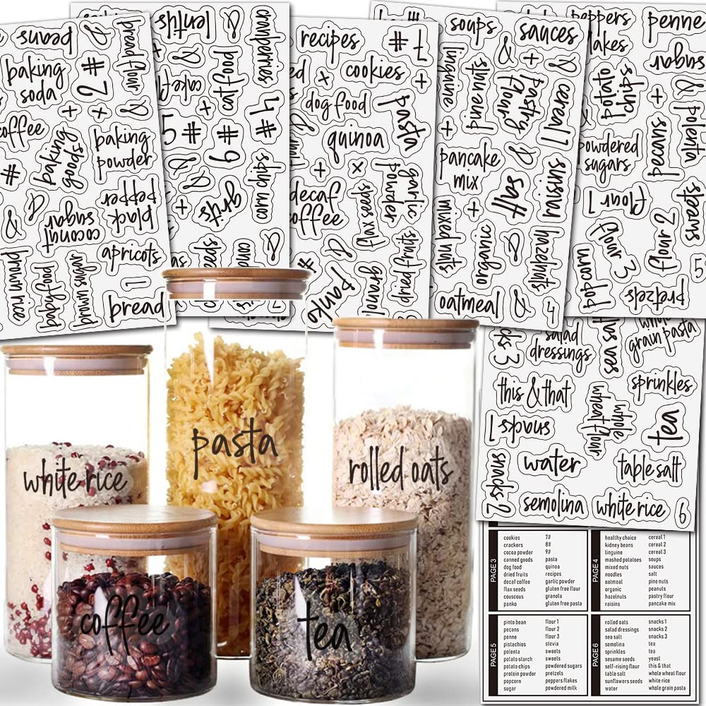 Kitchen Labels for Containers - 120 Pcs Waterproof Food Organization Stickers with Numbers for Canisters, Jars & Seasoning | Perfect for Pantry Organization, Meal Prep & Home Edit