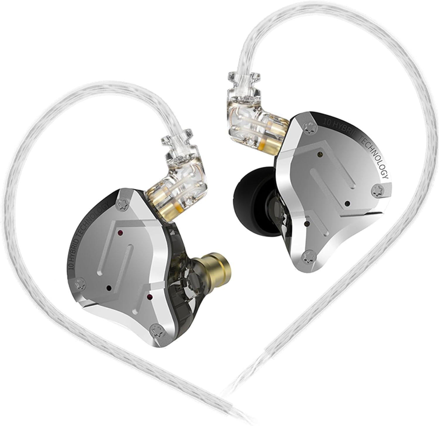 KZ ZS10 Pro HiFi Wired In-Ear Monitor Headphones - 4BA+1DD 5 Drivers with Stainless Steel Faceplate, 0.75mm 2-Pin Detachable Cable for Gaming & Music (Black, No Mic) | Perfect for Competitive Gaming, Studio Recording & Audiophile Listening