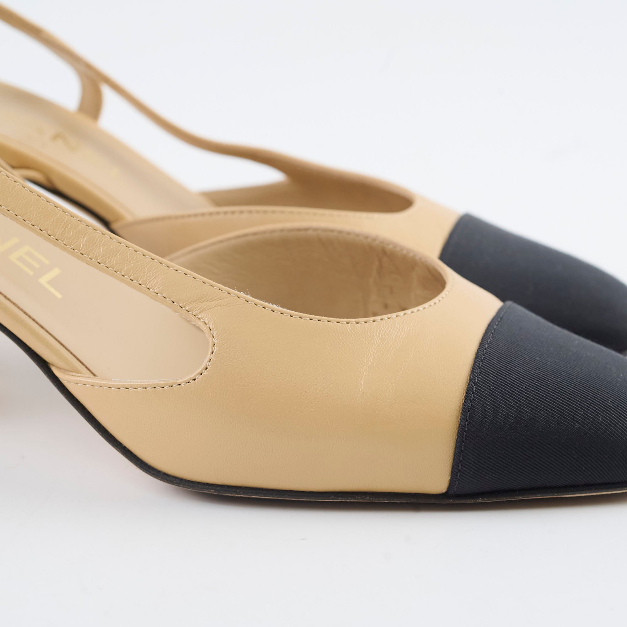 Chanel Beige Slingback Pumps Size 37.5 - Classic Heels for Women | Perfect for Office, Wedding & Evening Events