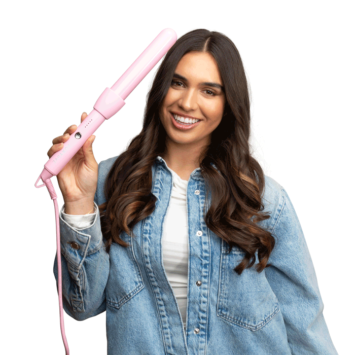 Pink Curling Wand for Long Lasting Beach Waves - Professional Hair Styling Iron for Salon Quality Curls at Home, Perfect for Parties, Weddings, and Everyday Styling