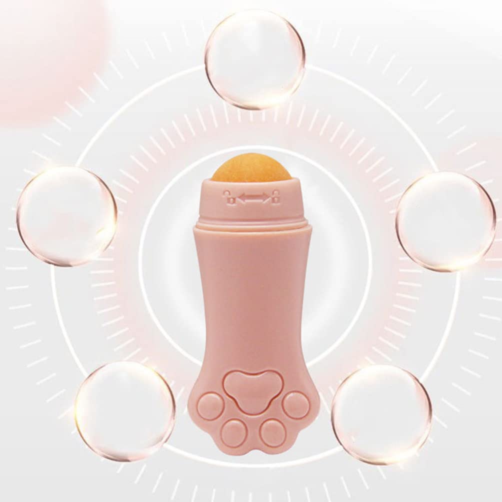 1pc Pink Volcanic Stone Oil-Absorbing Roller Ball - Face Massage Tool for Skincare, Oil Control & Makeup Removal - Natural Volcanic Rock Skin Care Gadget for Home & Travel Use