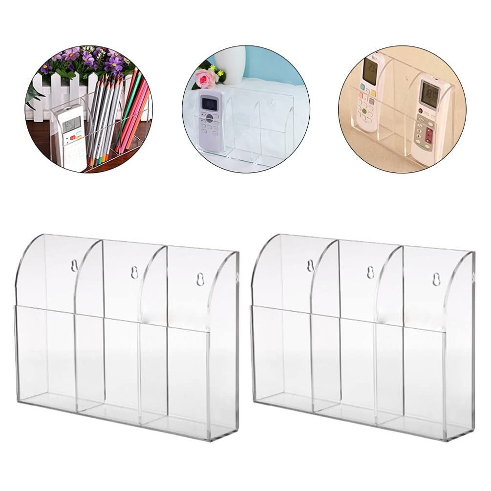 UKCOCO 2-Pack Remote Control & Phone Holder Set - Acrylic Wall Mount Organizer for Desk, RV, Air Conditioner | Perfect for Home, Office & Travel Organization