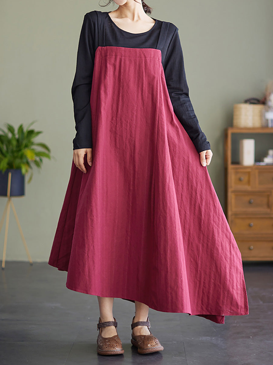 Stylish Long Sleeve Patchwork Casual Red Dress for Women | Spring Floral Printed Boho Maxi Dress | Perfect for Outdoor Dates, Brunch & Vacation