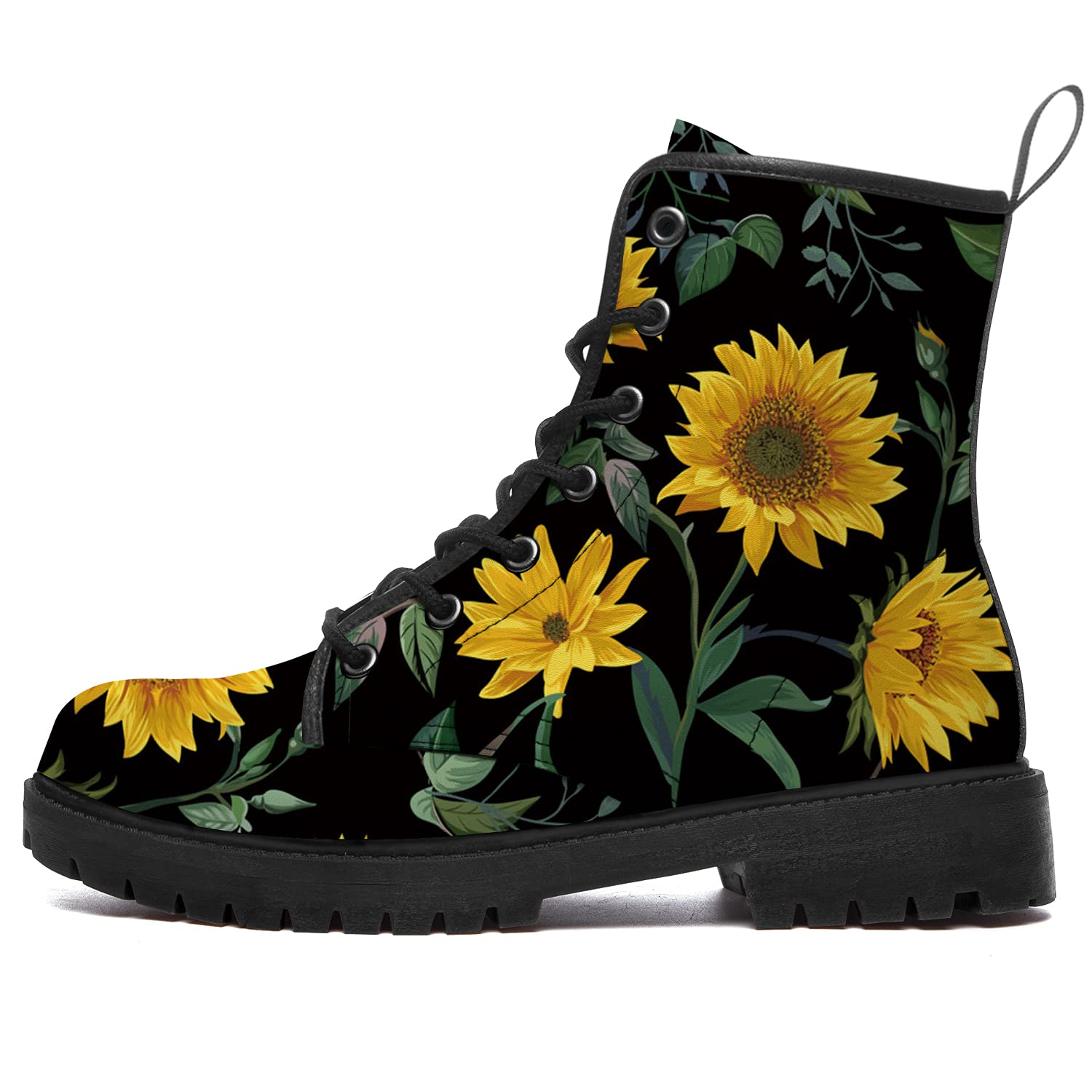 Sunflower Combat Boots for Women & Men - Waterproof Lace-Up Ankle Boots with Low Heel - Durable Work Booties for Outdoor, Hiking & Casual Wear - Perfect Gift Idea