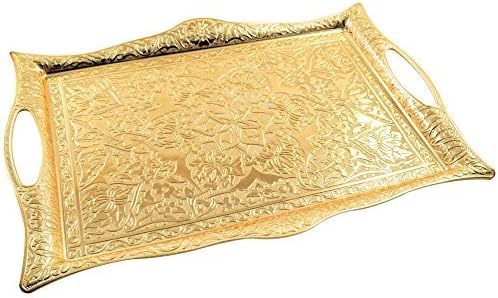 Premium 25-Piece Turkish Tea Set for 6 - Gold-Plated Brass Holders, Lids, Saucers & Glass Spoons with Serving Tray | Elegant Tea Party Accessories for Home, Office & Hospitality Use