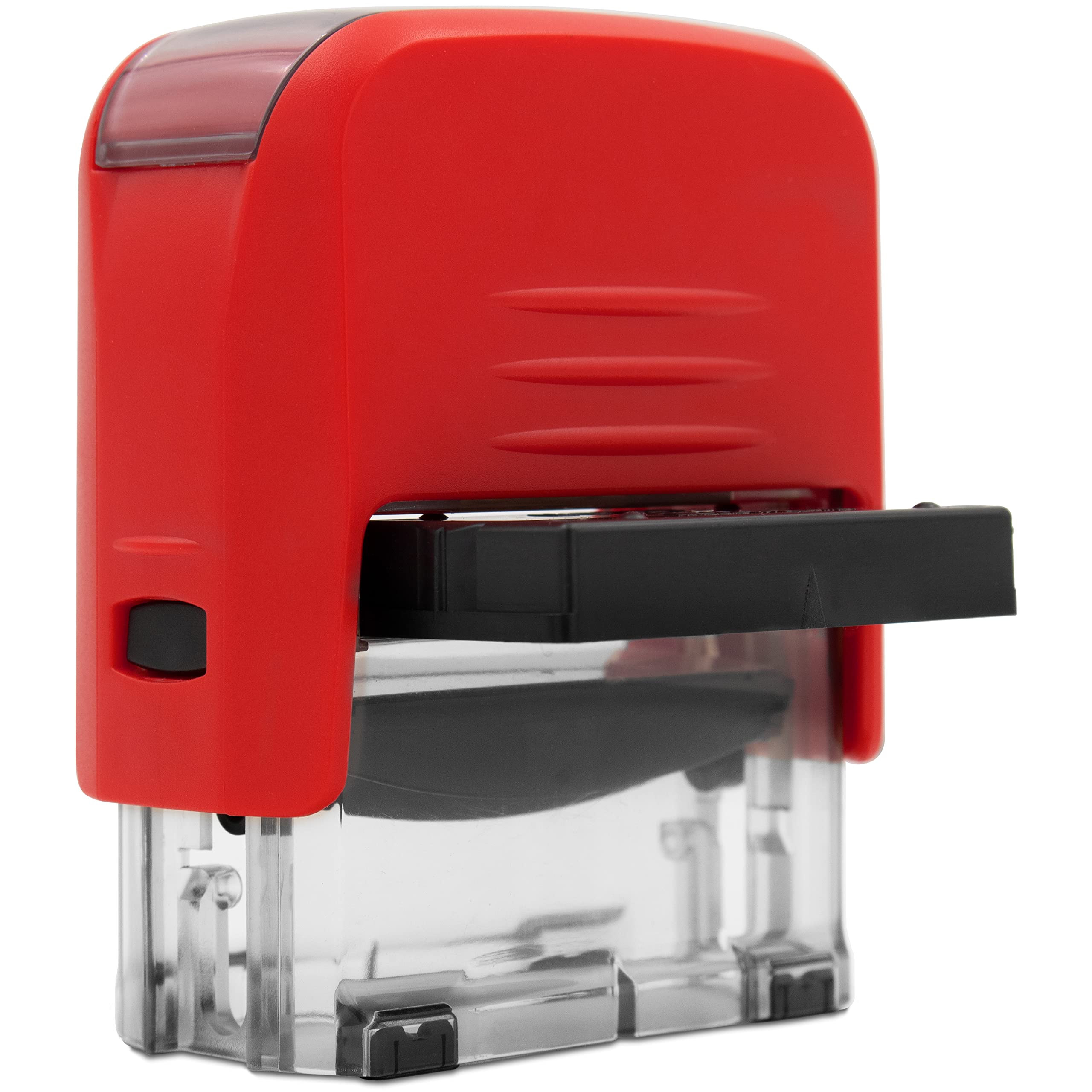 Self Inking Stamp with Custom Text - 20mm Printer Stamp with 2 Red Ink Pads | Perfect for Office Documents, Business Forms & Address Labels