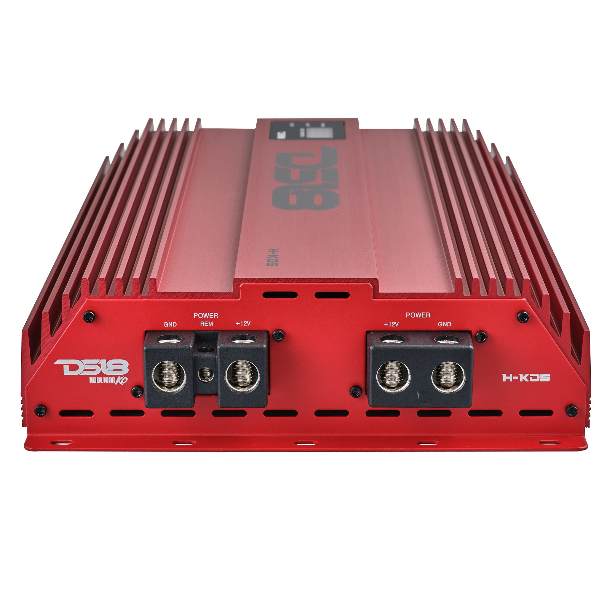 HOOLIGAN KO 1 Channel 5000W RMS @ 1 Ohm Car Audio Amplifier with Voltmeter - High Power Red Korean-Made Amp for Subwoofers & Sound Systems - Perfect for Car Audio Upgrades & Bass Boosting