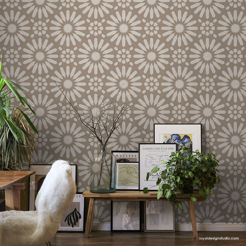 Baraka Tile Stencil - Reusable DIY Floor & Wall Stenciling Kit for Home Decor, Bathroom, Kitchen Backsplash - Perfect for Painting, Mosaic & Geometric Patterns