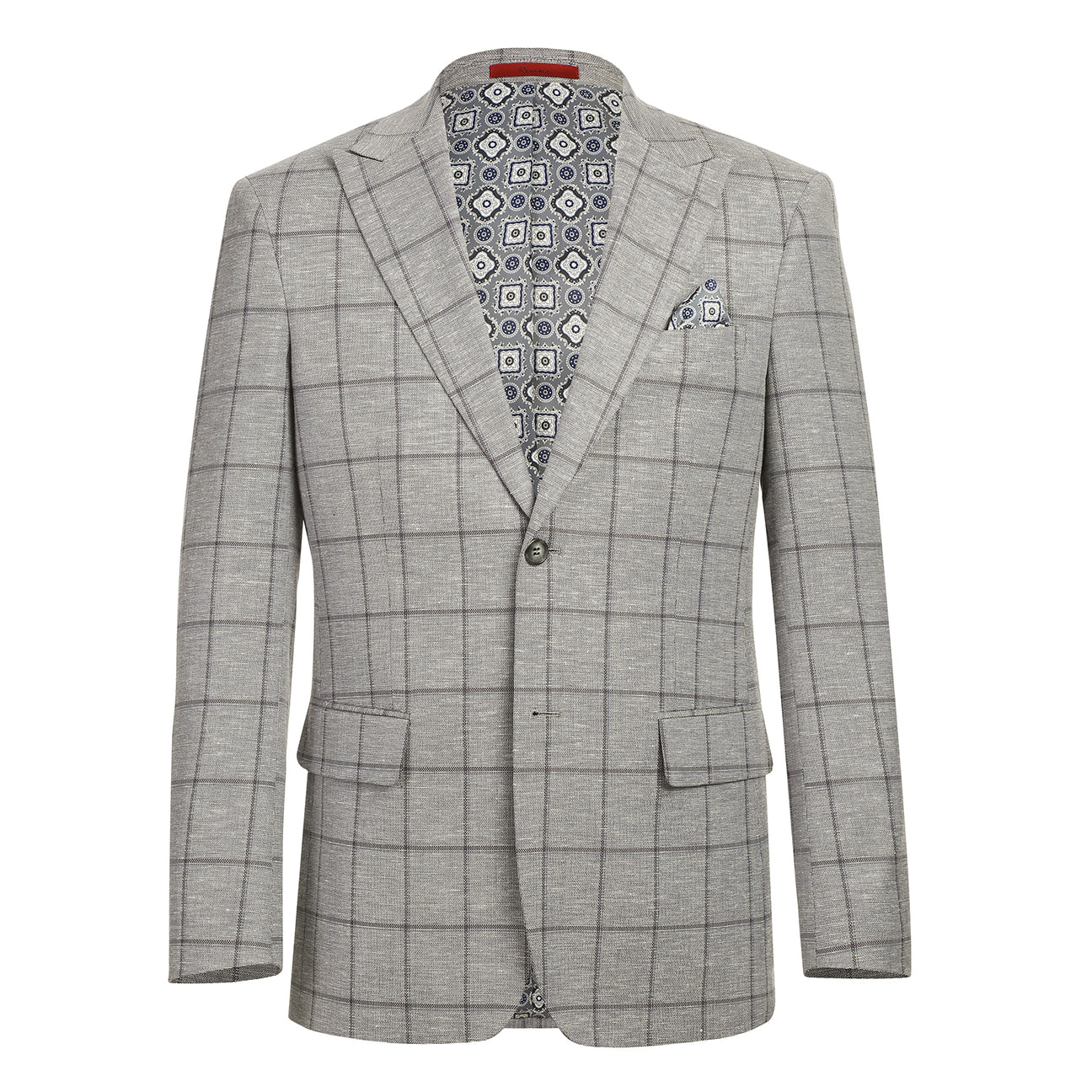 Renoir Alessandro Vitello Slim Fit Blazer for Men - Gray Blue 44 - Premium Business Jacket for Office, Weddings & Formal Events