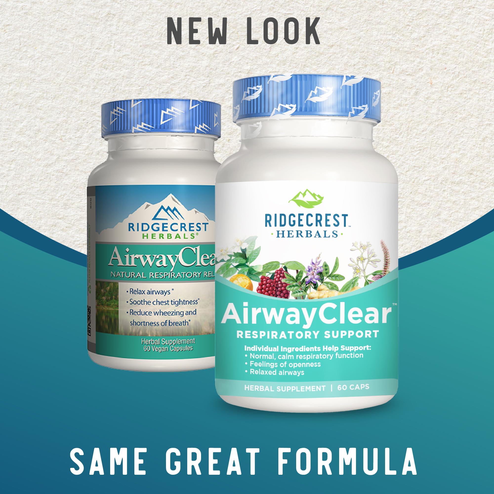 Ridgecrest Herbals AirwayClear - Natural Lung Health & Breathing Support Supplement with Schisandra Fruit, Cassia Bark & Ginger Root - Sinus & Mucus Relief - Gluten Free Vegan Capsules (60 Count, 30 Servings) - Ideal for Respiratory Support, Allergy Season & Cold Weather Wellness