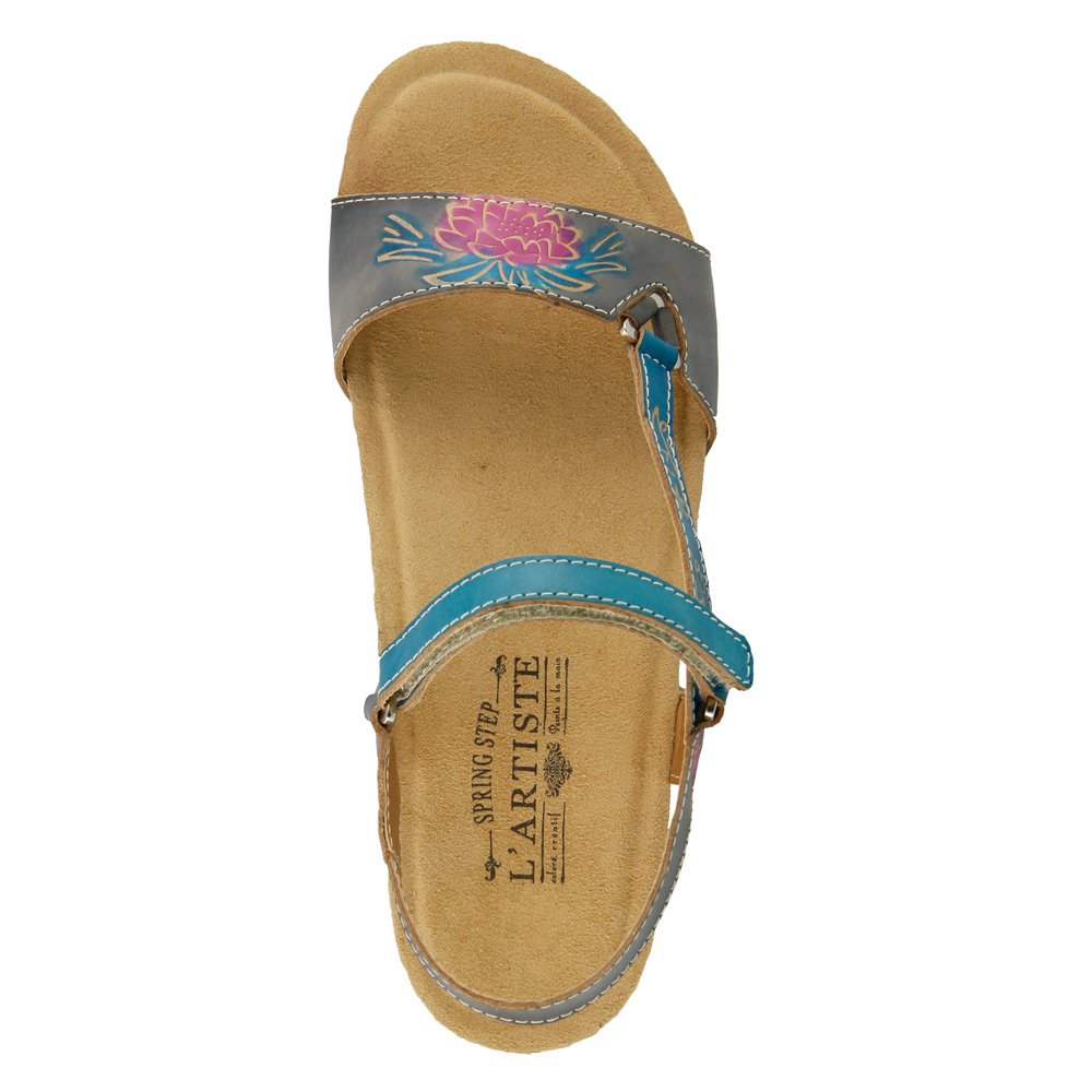 Spring Step Women's Gray Multi Leather L'Artiste by Gau 36 European US Women's Comfort Sandals - Perfect for Summer, Beach, and Casual Outings