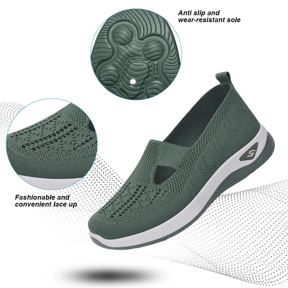 **Women's Comfortable Breathable Slip-On Walking Shoes - Casual Athletic Sneakers with Thick Cushioned Sole for Walking, Travel & Everyday Wear**