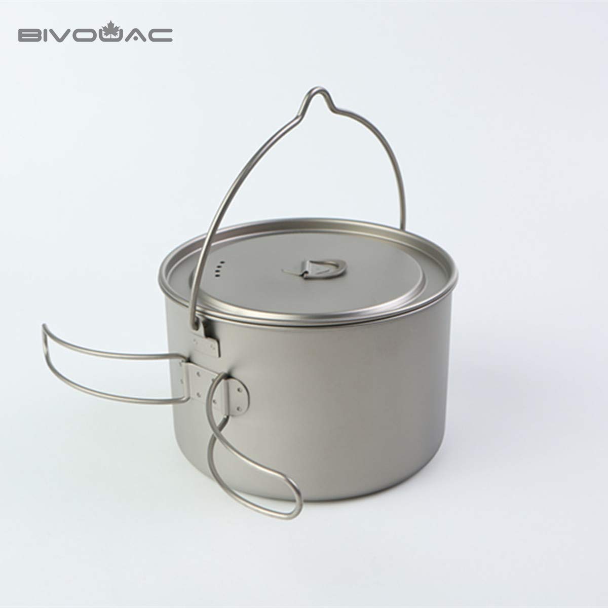 BIVOUAC 2800ml Titanium Camping Pot with Folding Handle - Lightweight Backpacking Cookware for Outdoor Adventures, Hiking & Camping Trips - Perfect for Boiling Water, Cooking Meals & Backcountry Dining