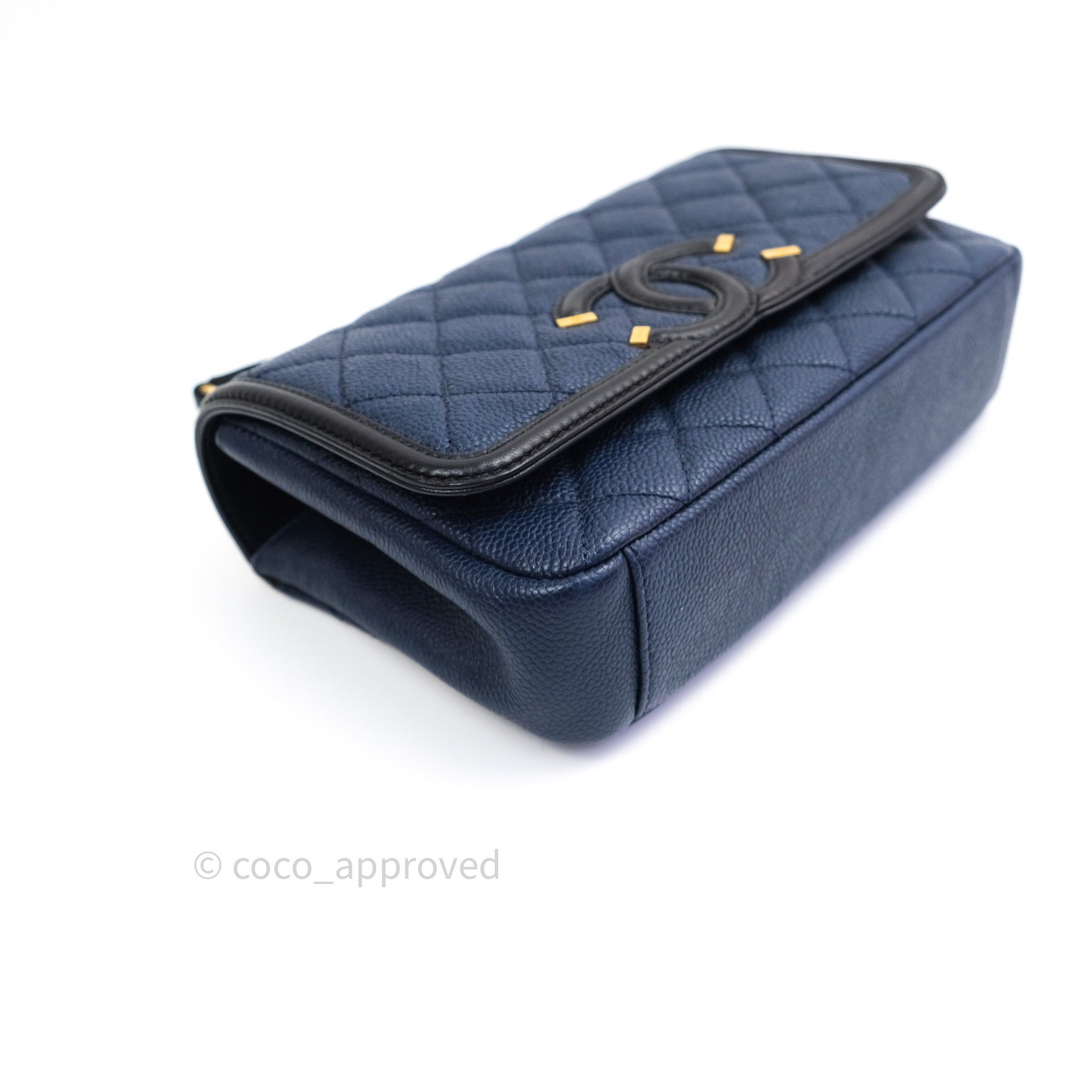 Chanel Caviar Quilted Small CC Filigree Flap Bag in Navy & Black - Luxury Crossbody Purse for Women, Perfect for Evening Events & Daily Use