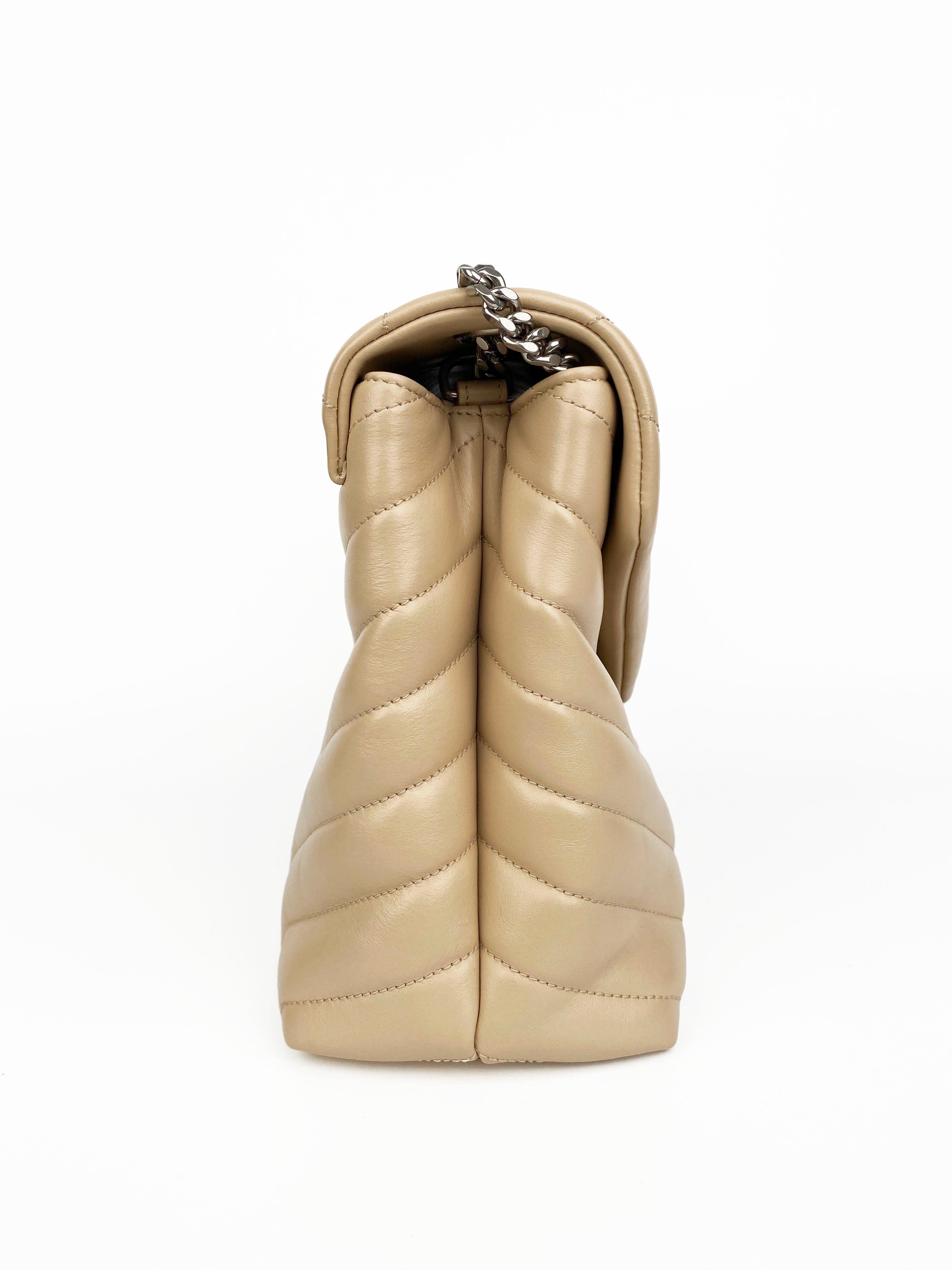 Saint Laurent Medium Beige Loulou Bag - Luxury Designer Shoulder Handbag for Women | Perfect for Work, Evening Events & Everyday Use