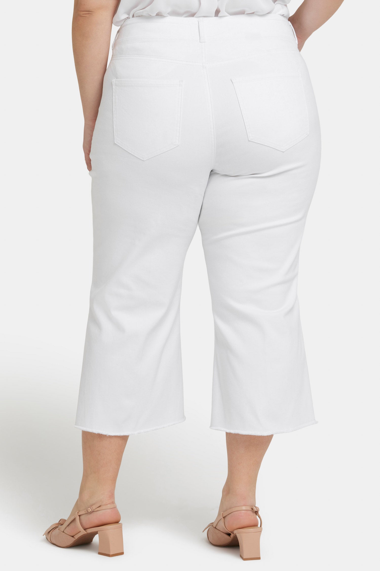 Brigitte Wide Leg Capri Jeans for Women - Plus Size Stretch Denim Pants in Optic White | Casual Comfort for Everyday Wear & Summer Outfits
