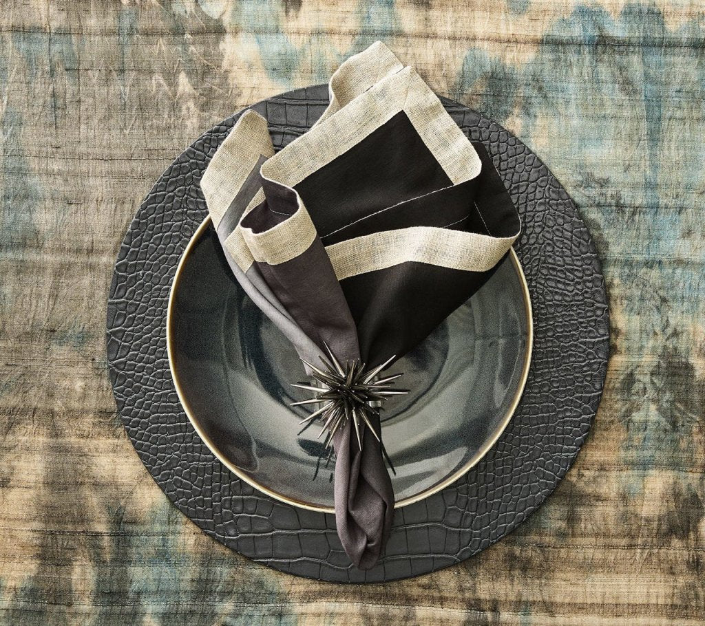 Premium Dark Brown Crocodile Embossed Placemats Set of 4 - Waterproof & Heat-Resistant Table Mats for Dining Room, Kitchen, and Outdoor Entertaining
