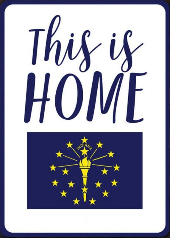Indiana Home Sign - Vintage Metal Decor 12x16in for Kitchen & Bar