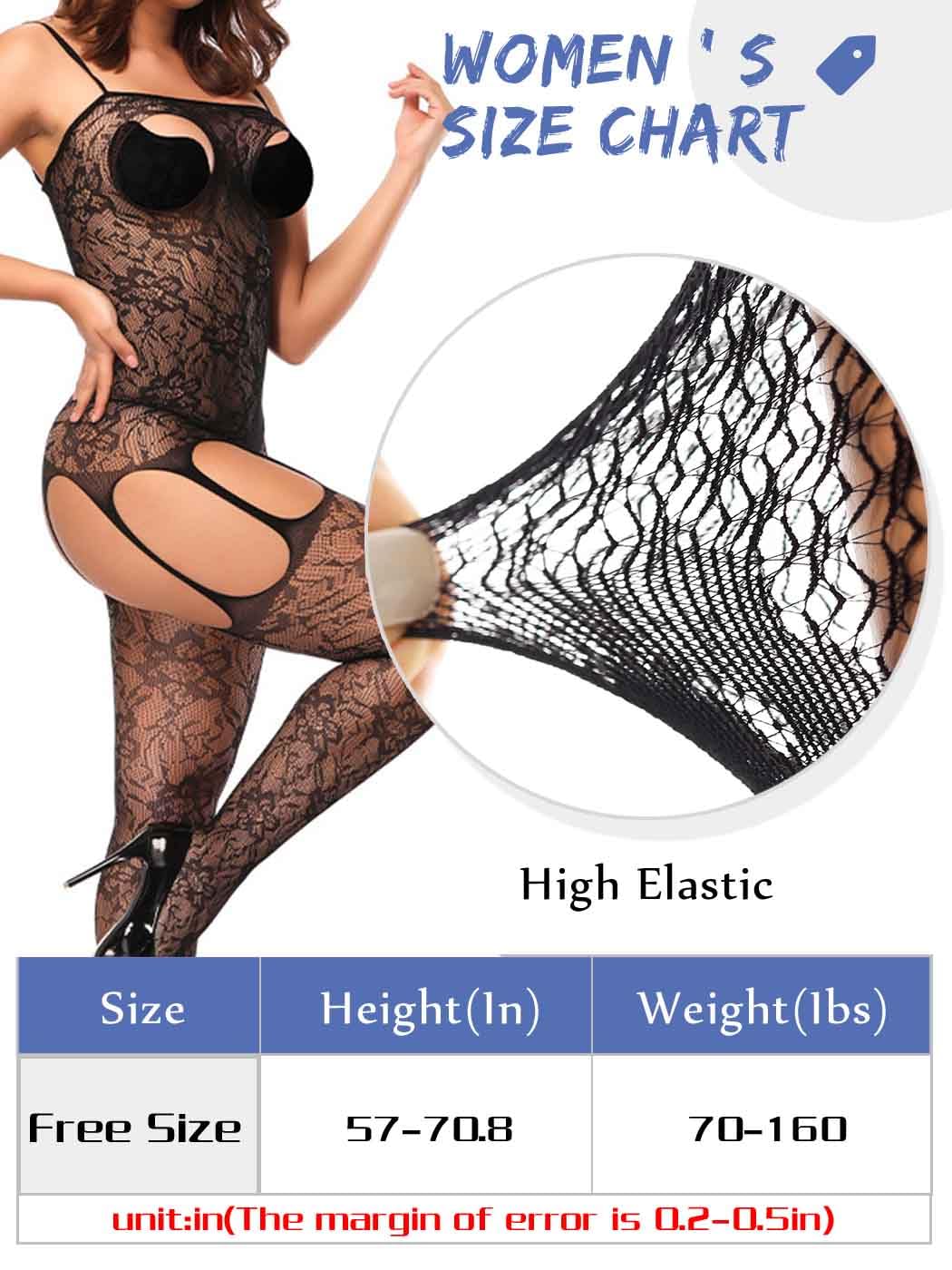 Barode Women's Sexy Lingerie Bodystockings - Fishnet Mesh Bodysuit with Lace Trim, Tight Nightwear for Romantic Evenings & Special Occasions