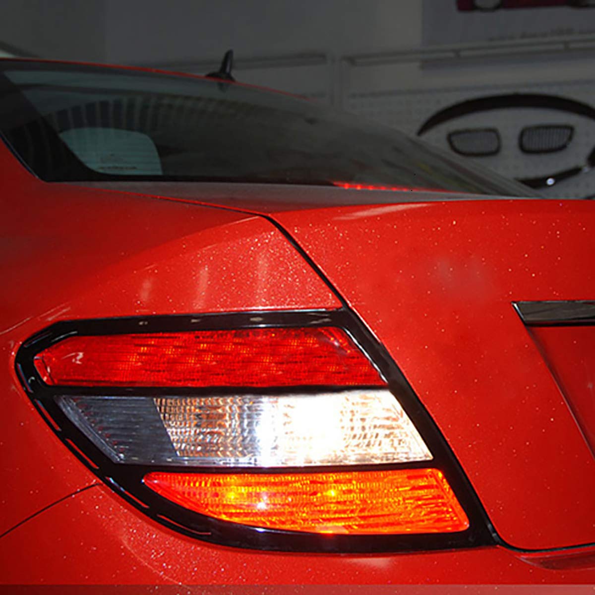 Premium High Gloss Glitter Vinyl Wrap Film for Cars - Air Bubble Free Diamond Pearl Auto Vinyl Sticker - Red, 19.6