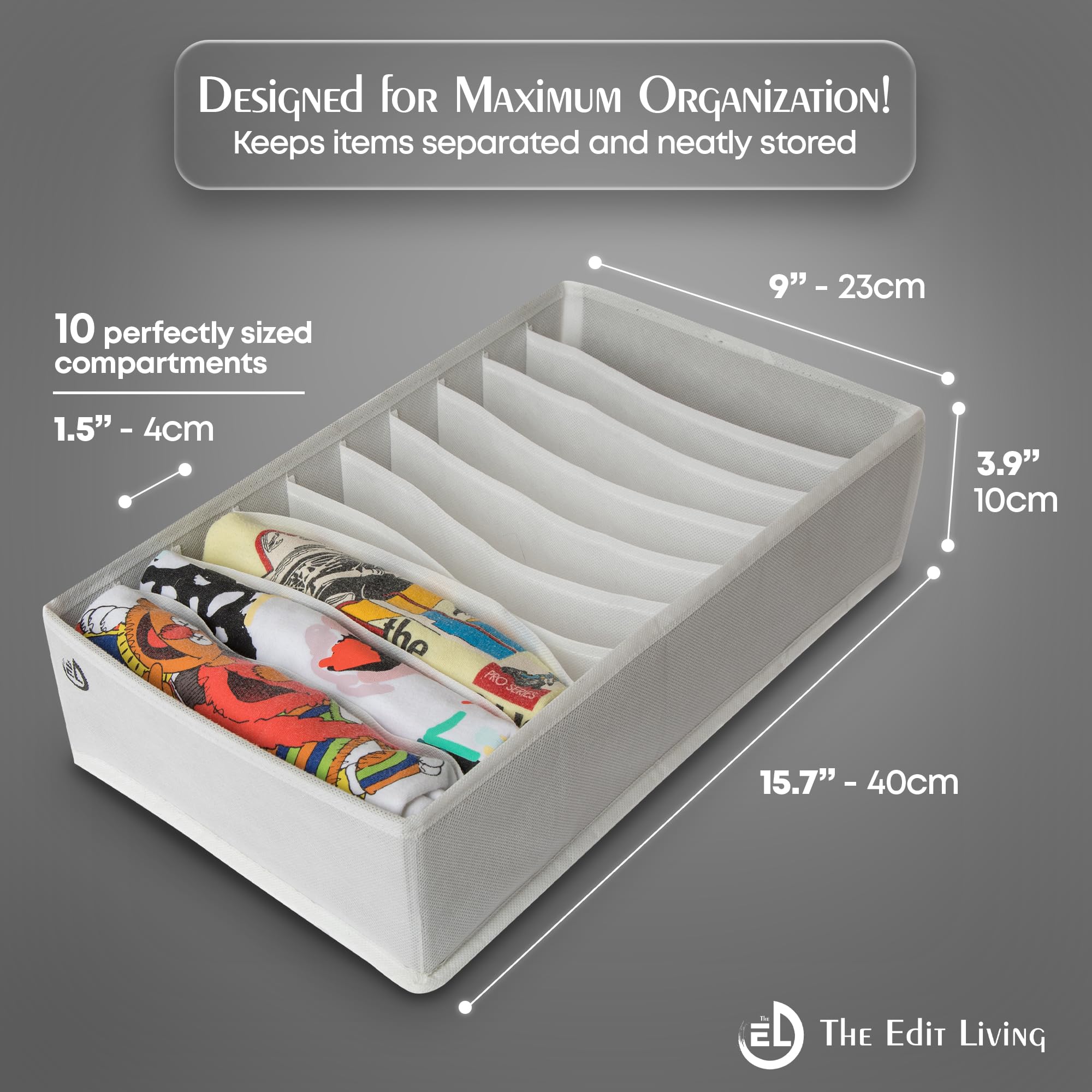 3-Pack Drawer Organizer for Clothes - Foldable Non-Woven Storage for T-Shirts, Leggings & Activewear - Perfect for Dresser & Closet Organization