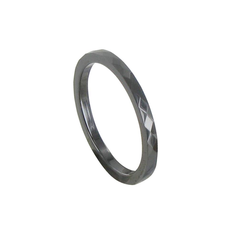 Black Faceted Ceramic Ring - 2mm Width, Minimalist Jewelry for Men & Women - Perfect for Everyday Wear, Weddings & Gifts
