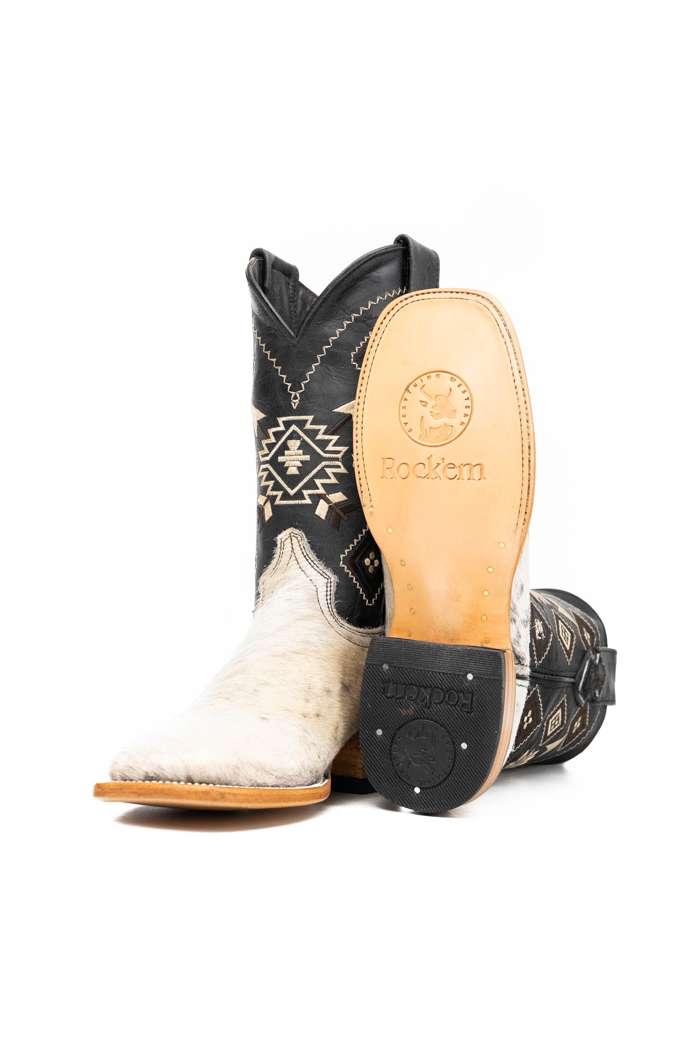 Authentic Men's Cowhide Square Toe Cowboy Boots - Size 6.5 - Western Style Riding Boots for Country Music Festivals & Rodeo Events