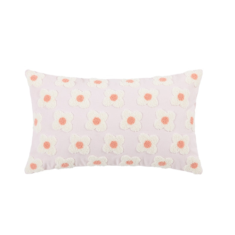 Daisy Embroidered Lumbar Pillow Cover - Bohemian Home Decor for Sofa, Bed & Couch - Perfect for Living Room, Bedroom & Nursery