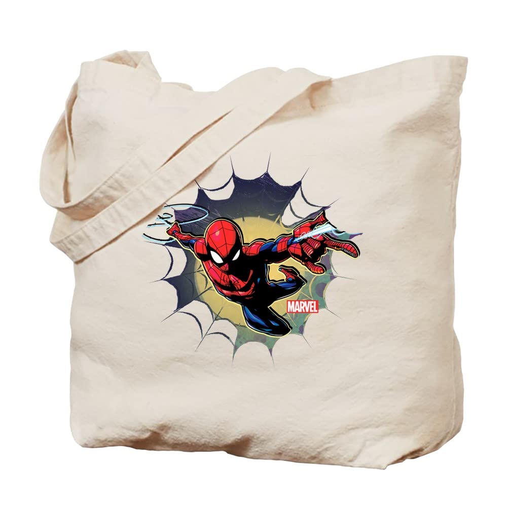 Spider-Man Web Design Canvas Tote Bag - Reusable Eco-Friendly Shopping Bag for Groceries, Beach, Work & School
