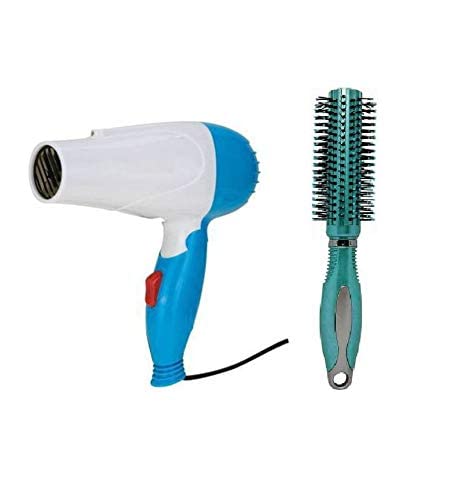 APOEM Professional Hair Dryer with Round Comb Brush - 2 Pack Pink & Brown Combo for Salon & Home Use - Perfect for Styling, Volumizing & Smoothing Hair