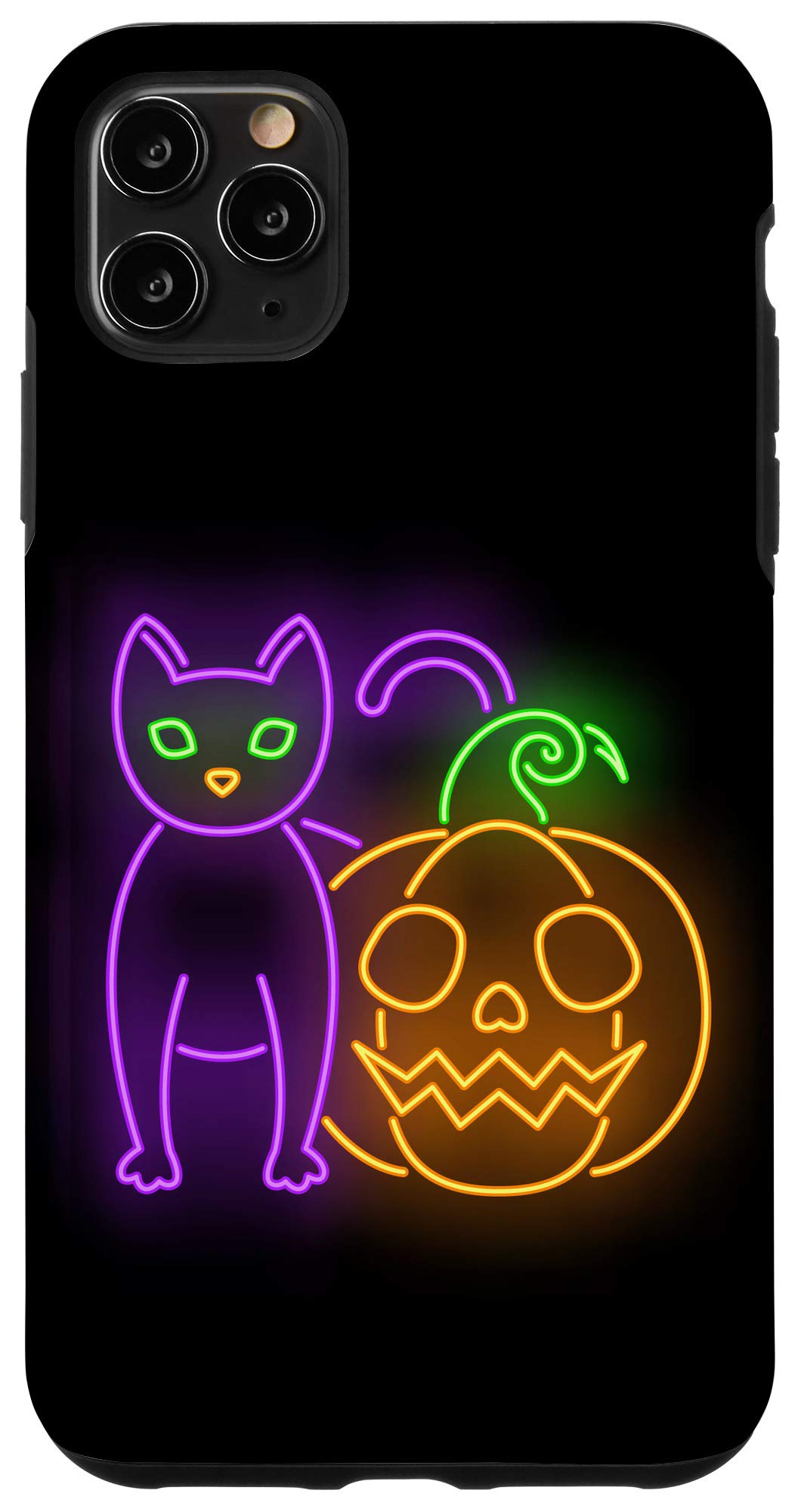 iPhone 11 Pro Max Case - Halloween Spooky Black Cat & Jack O'Lantern Pumpkin Design | Shockproof Protective Cover for Halloween Parties, Trick or Treating & Fall Festivals