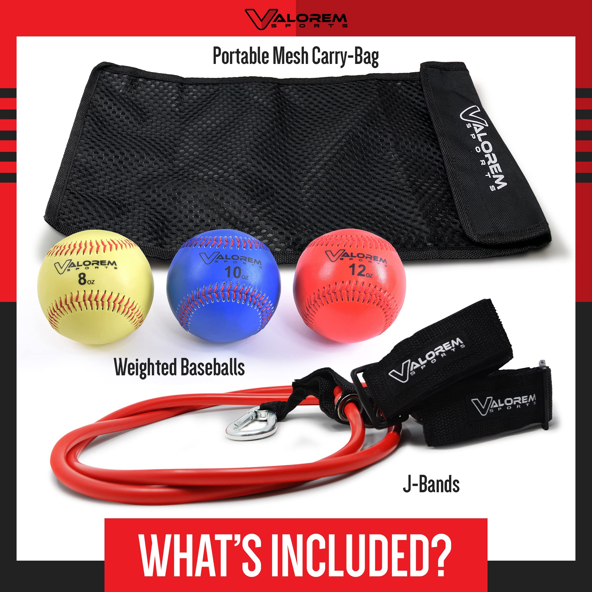 Weighted Baseballs for Pitching & Hitting Training - 3 Pack (8oz, 10oz, 12oz) with Free J-Bands & Carry Bag - Regulation Size Baseballs for Youth & Adult Softball Practice - Improve Pitching Speed & Batting Power - Perfect for Home, Field, or Gym Training