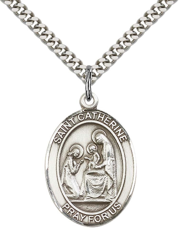 F A Dumont Sterling Silver St. Catherine of Siena Pendant with 24