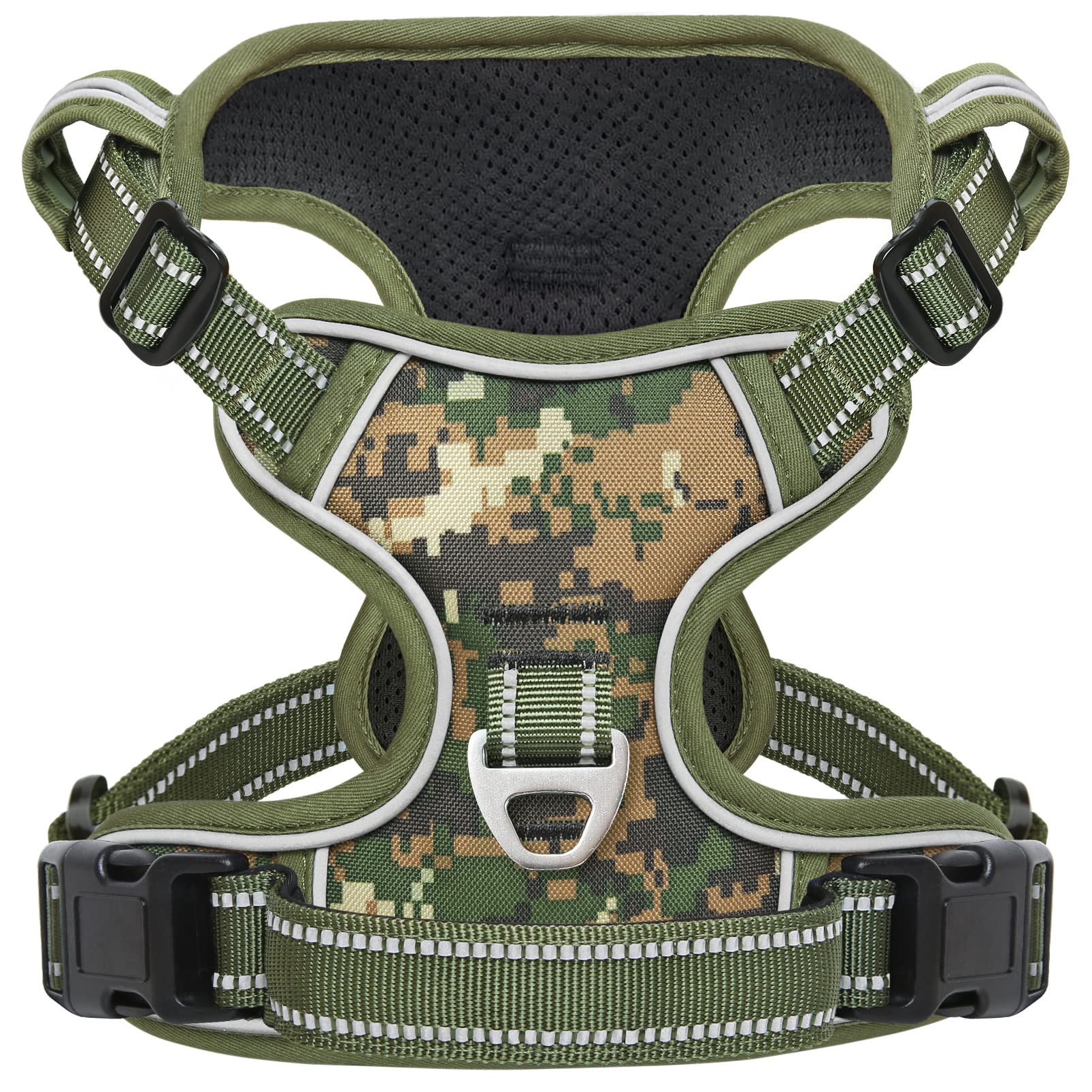 No Pull Dog Harness Reflective Adjustable Oxford Vest with Front & Back Metal Leash Rings - Soft Padded Pet Harness for Small Medium Large Dogs - Perfect for Walking, Training & Outdoor Adventures
