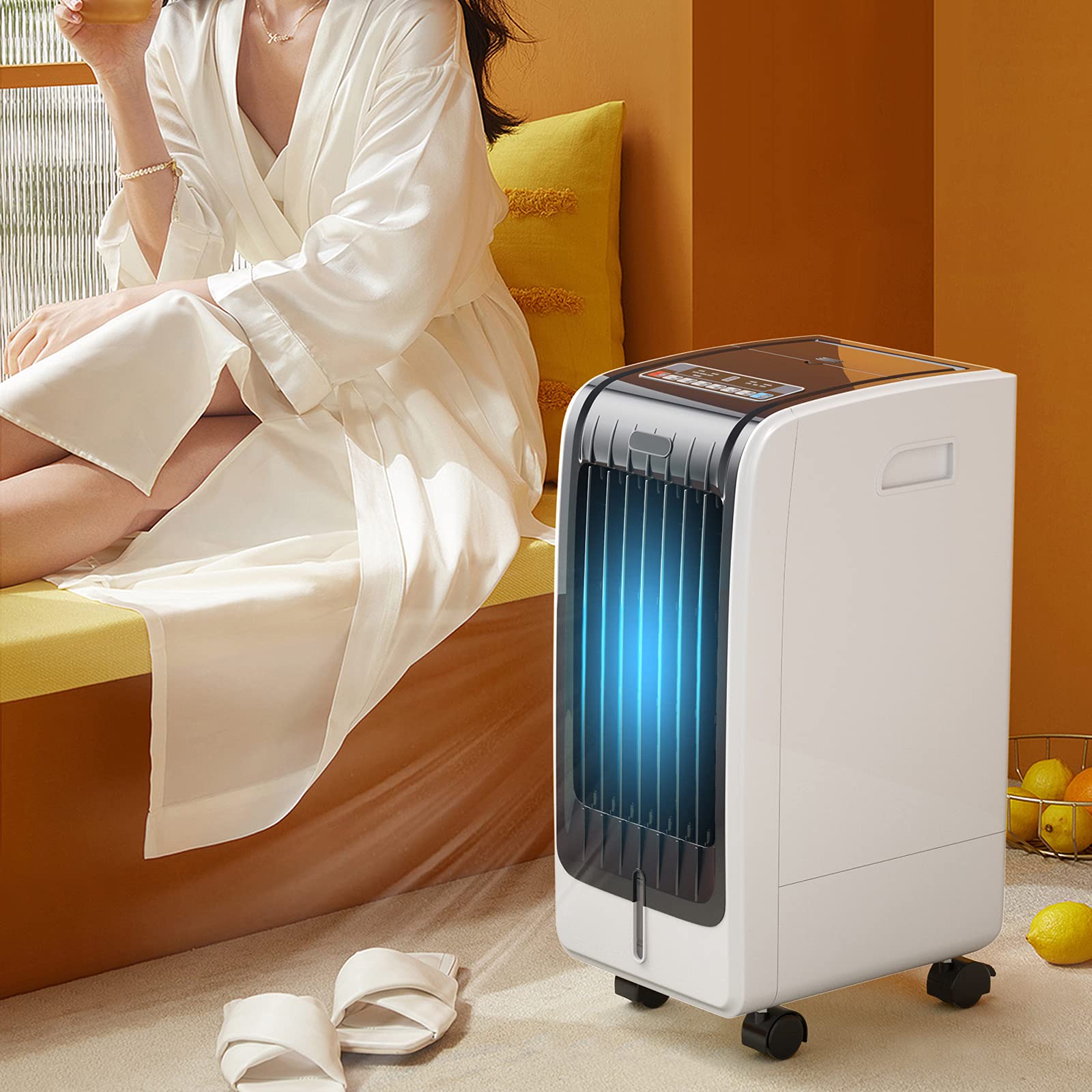 GOFLAME Evaporative Air Cooler & Humidifier - 3 Modes, 3 Speeds, 6L Water Tank, Quiet Bladeless Fan with Remote & 8H Timer - Perfect for Bedroom, Living Room, Office & Outdoor Spaces