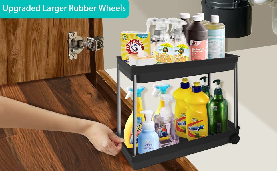 Upgraded 2-Tier Under Sink Organizer - Bathroom & Kitchen Storage Shelf for Countertop, Cabinet Space - Multi-Purpose Container Basket Caddy (1 Pack) - Perfect for Small Space Organization in Bathrooms, Kitchens & Laundry Rooms