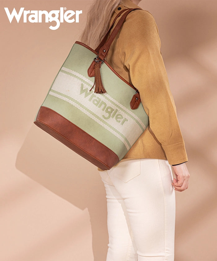 Wrangler Embroidered Canvas Tote Bag for Women - Durable & Stylish Shopping, Beach & Travel Tote - Perfect for Work, Gym & Daily Use