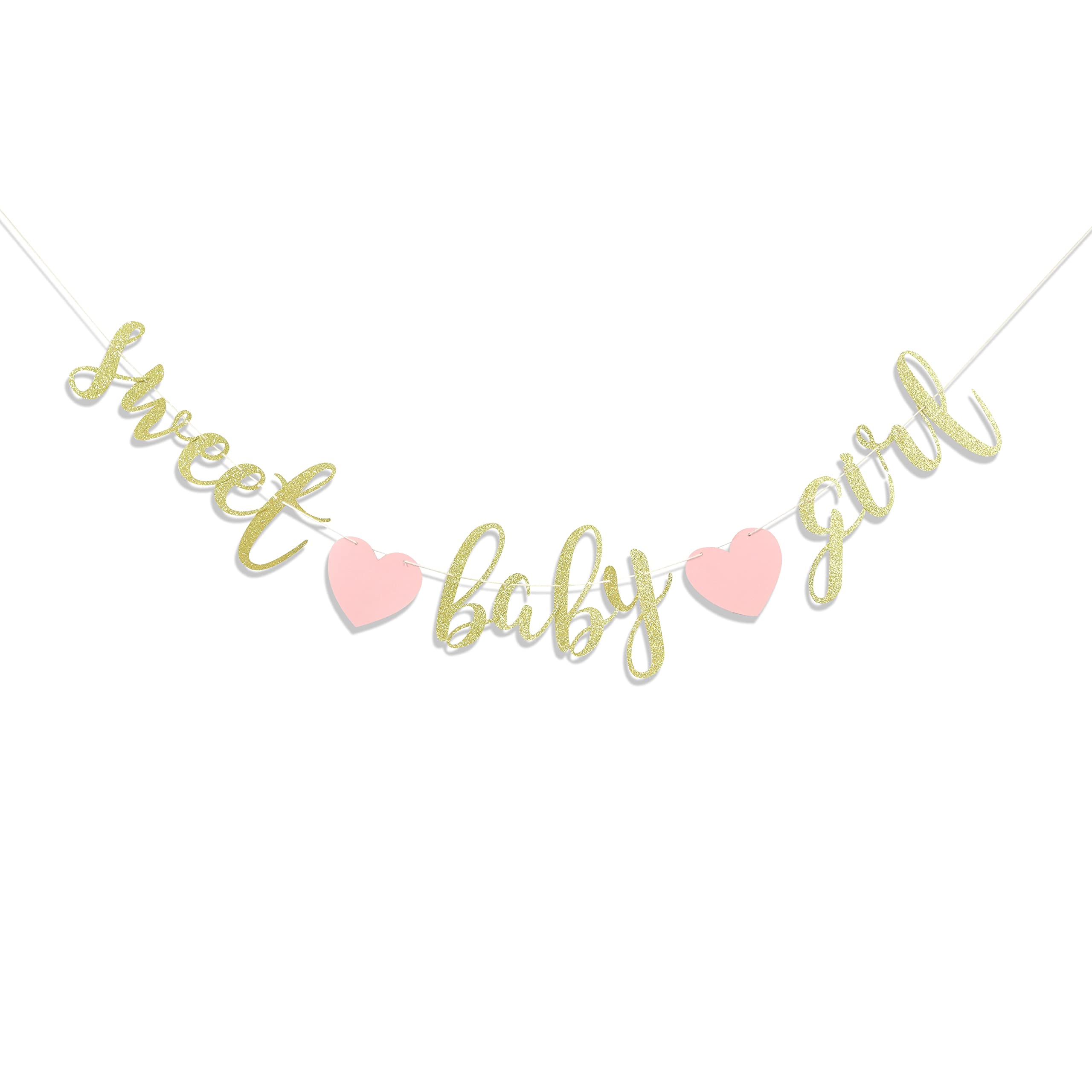 Sweet Baby Girl Banner - Gold Glitter It's a Girl Sign for Baby Shower, Gender Reveal & First Birthday Party Decorations | Perfect for Nursery, Photo Backdrops & Celebration Garlands