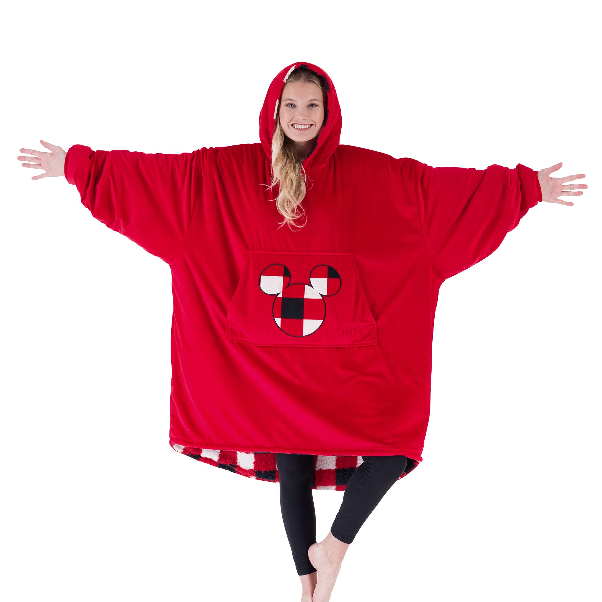 The Comfy Original Oversized Wearable Blanket - Disney Mickey Mouse Plaid | Soft Microfiber & Sherpa | One Size Fits All | Shark Tank Featured | Perfect for Movie Nights, Camping & Cozy Home Relaxation