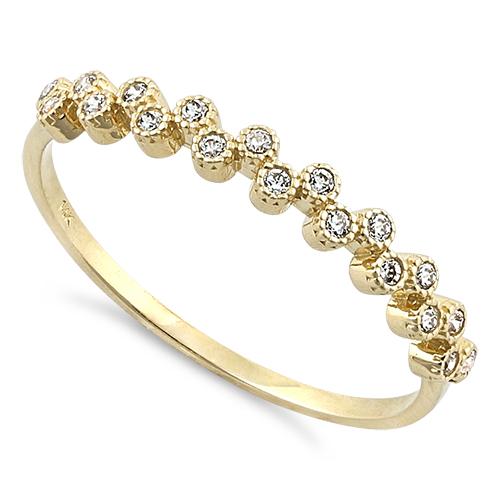 14K Yellow Gold Thin Classic Round Clear Cubic Zirconia CZ Ring for Women - Elegant Everyday Jewelry, Wedding, Engagement, Anniversary Gift