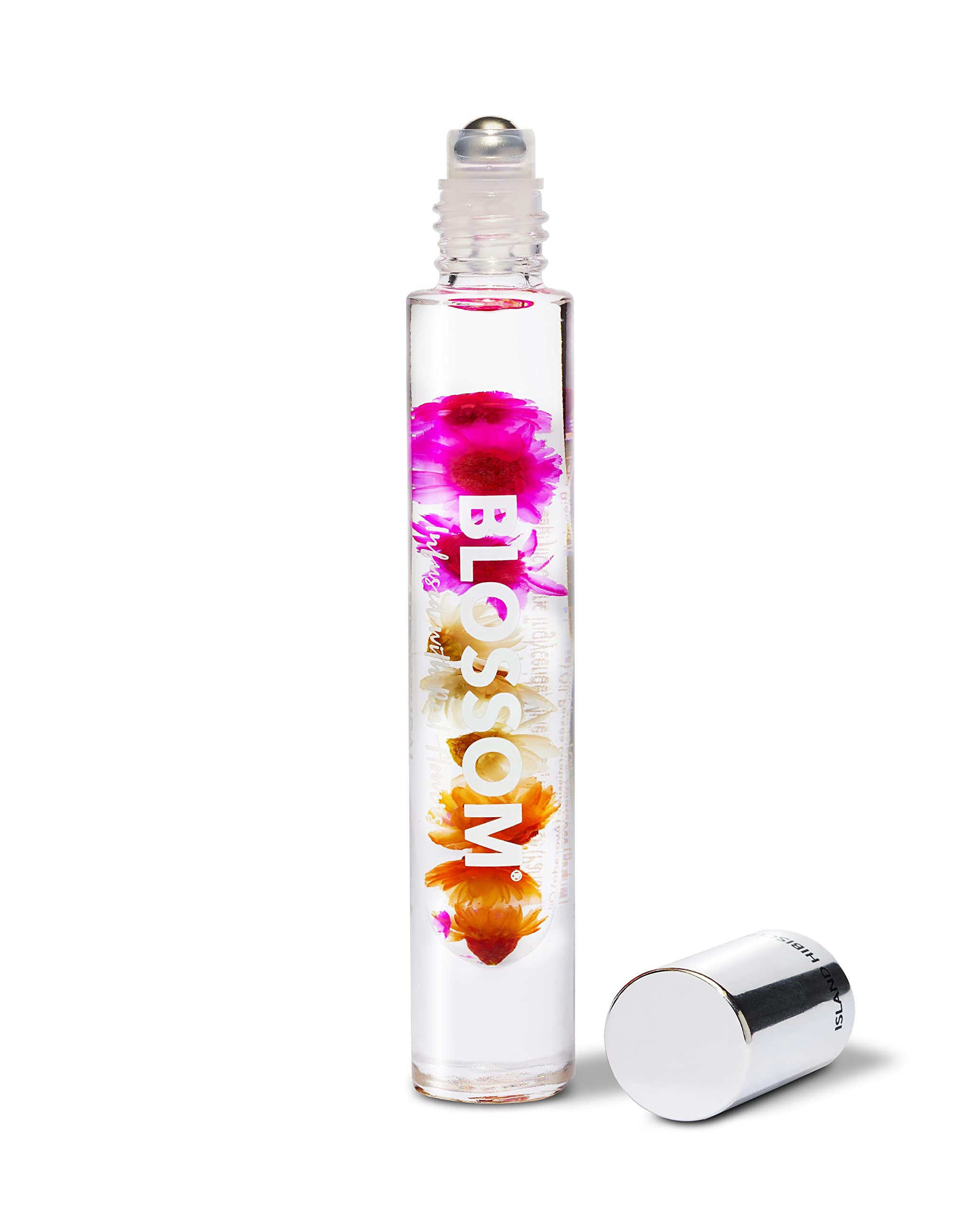 Alcohol-Free Rollerball Perfume Oil for Women - Blossom Essential Oil Perfume with Real Flowers (Peach, Jasmine, Rose, Gardenia, Sandalwood) | Made in USA | 0.20oz | Island Hibiscus Scent | Perfect for Daily Wear, Date Nights & Travel