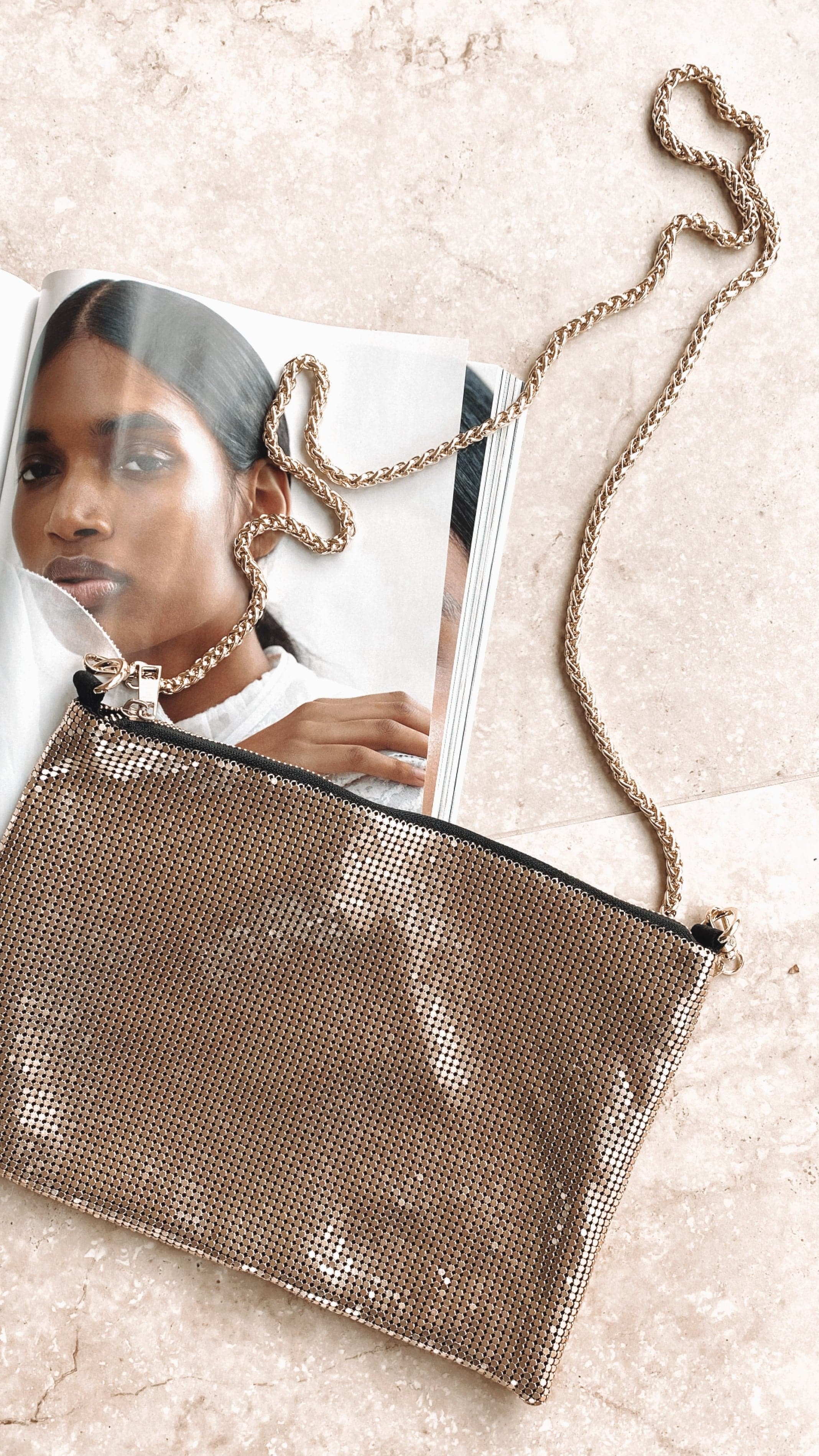 Premium Gold Chain Mesh Bag - Stylish & Durable for Shopping, Beach, and Everyday Use