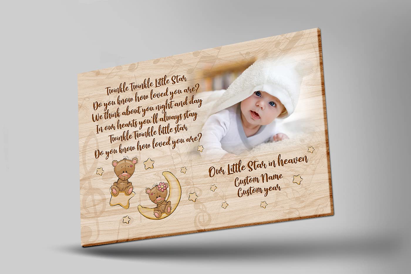 Personalized Baby Memorial Canvas - Twinkle Twinkle Little Star | Sympathy Gift for Infant Loss, Child Loss & Grieving Parents | 16x12 Inch Remembrance Art for Nursery, Memorial Wall or Healing Space